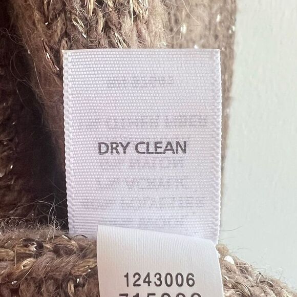 J. Jill Womens Small Brown Wool Open Cardigan Sweater Pockets Sequin Sparkle - Picture 8 of 9